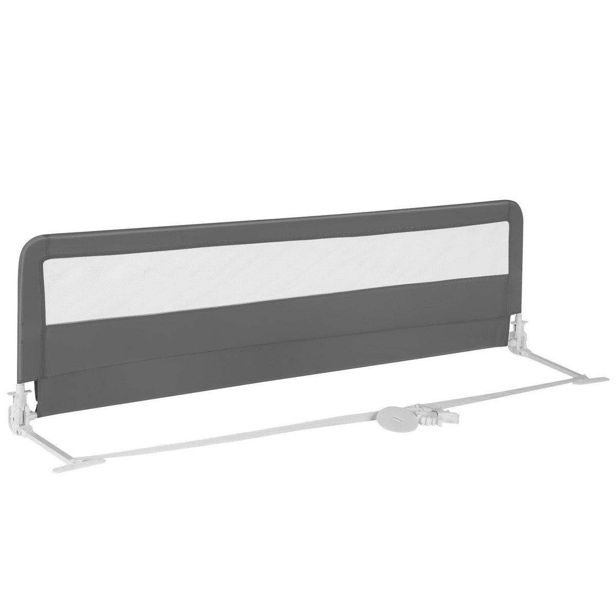 Barrière de lit basculante extra-longue de 71 pouces avec sangles de sécurité - Grise