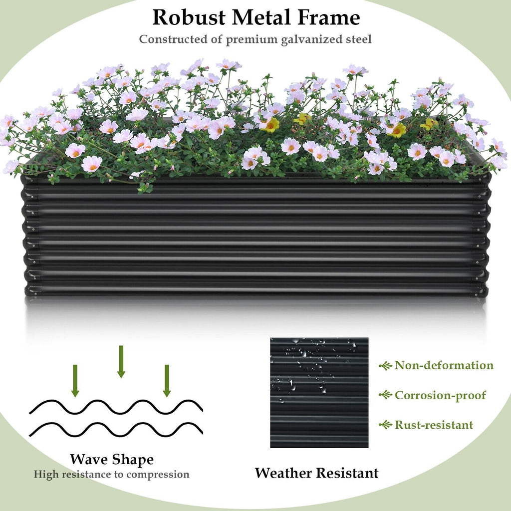 Carré potager surélevé en métal galvanisé de 71 pouces, gris foncé, jardinière à fond ouvert de 36 pi³