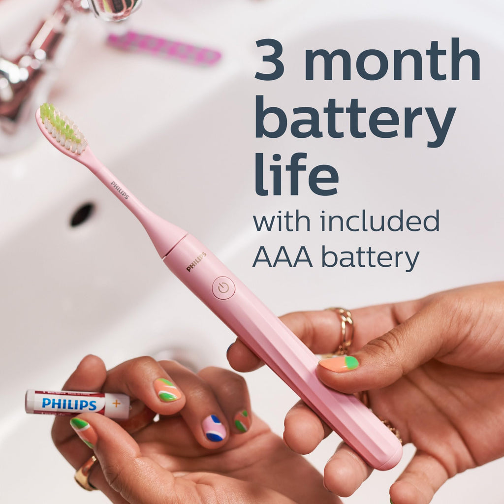 Philips One by Sonicare Battery Toothbrush Holiday Pack with 3 Brush Heads, Manhattan Edition