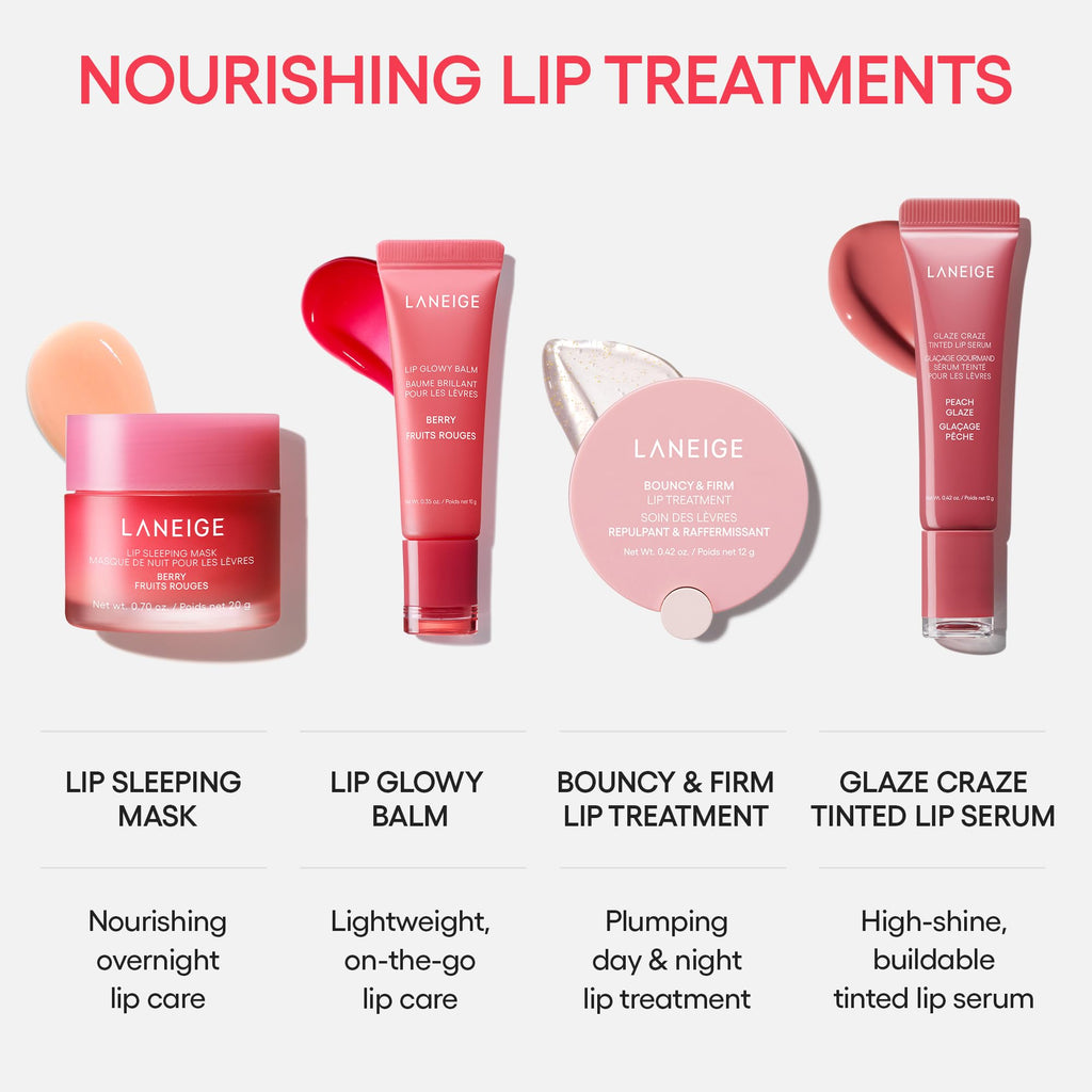 Laneige Berry Sweet Lip Trio Set | Lip Sleeping Mask Strawberry Shortcake & Mini Lip Glowy Balms in Berry & Vanilla