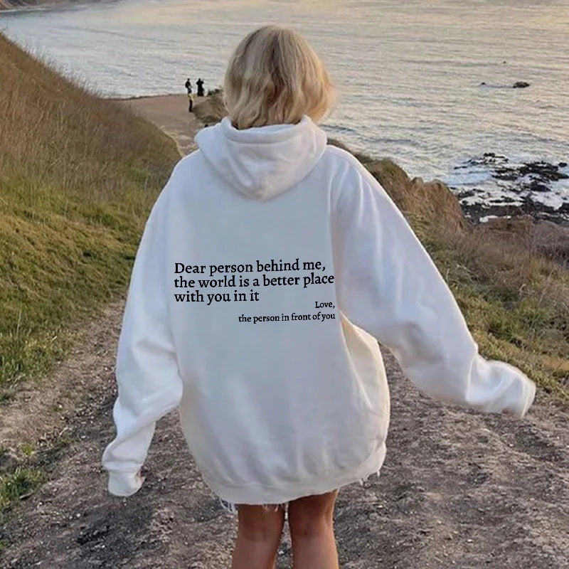 Sudadera con capucha y bolsillo tipo canguro con letras estampadas para mujer | Jersey acogedor