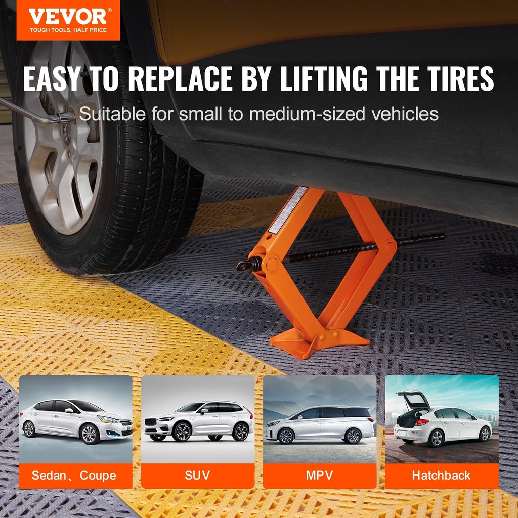 VEVOR Scissor Jack, 2.5 Ton 5512 Lbs Scissor Car Jack,  Lifting Range Green Sir Loin