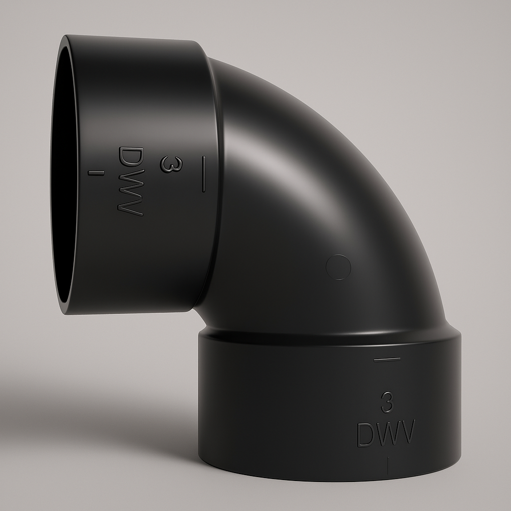 LESSO ABS 90°エルボ — ショートターン ハブ×ハブ DWV、cUPC認証取得