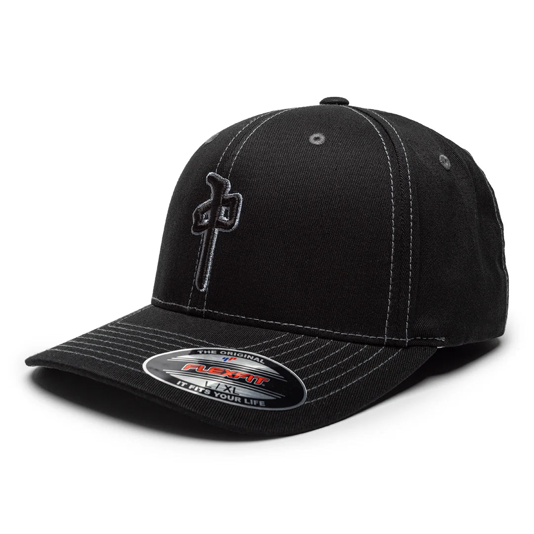 Gorra Flexfit 'OG Puffy Contrast Stitch' de Red Dragon - Negro/Gris