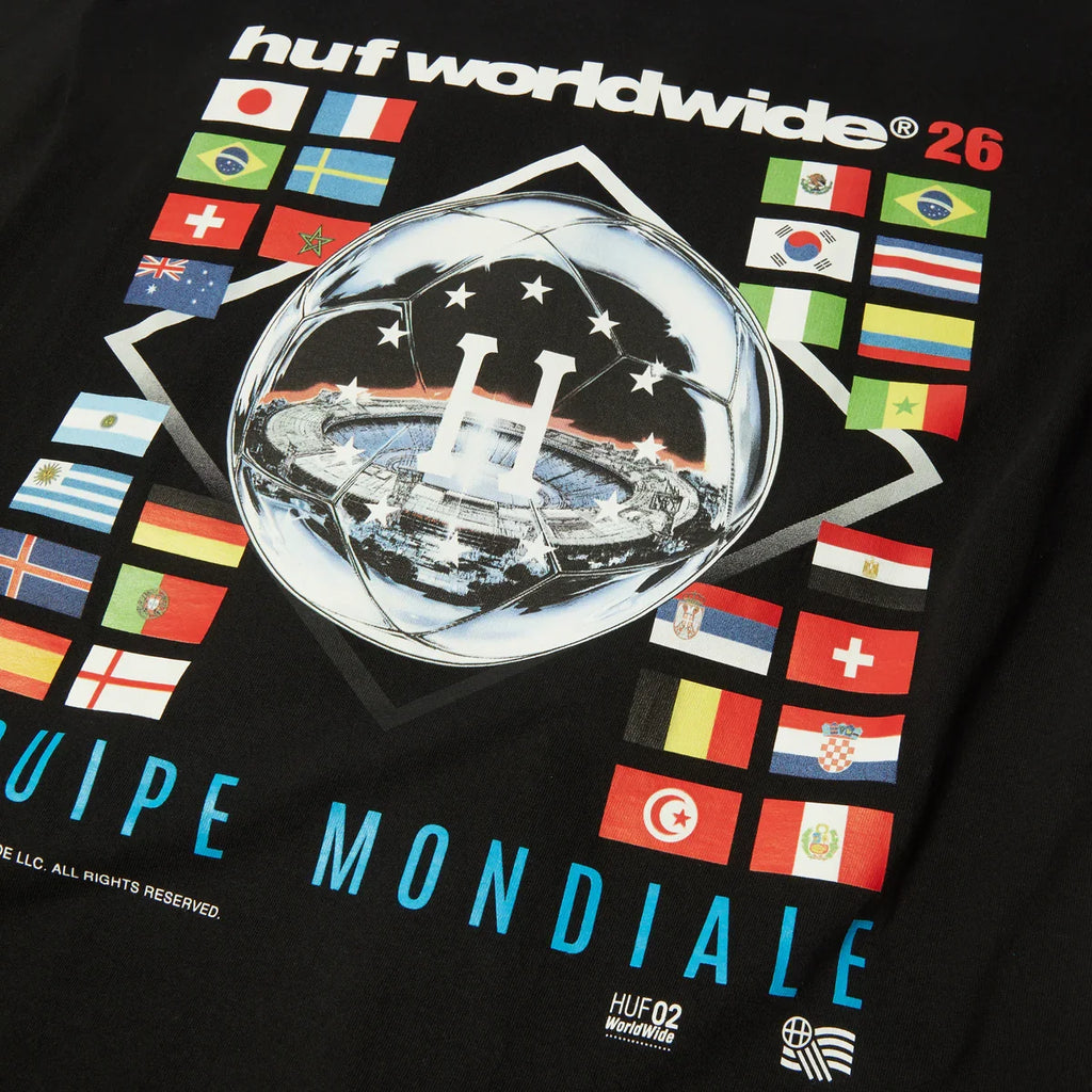 Camiseta HUF 'Equipe Mondiale' - Negra