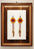 Sun Feather Bloom Beaded Earrings- yellow/orange