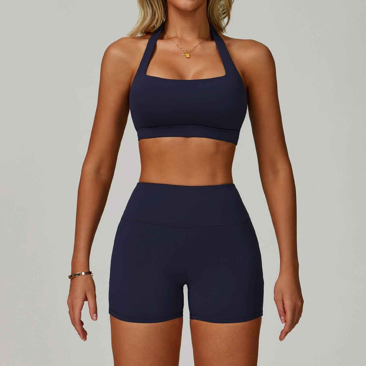 Rückenfreies Neckholder-Yoga-Set für Damen – Eng anliegende, schnelltrocknende Sportbekleidung