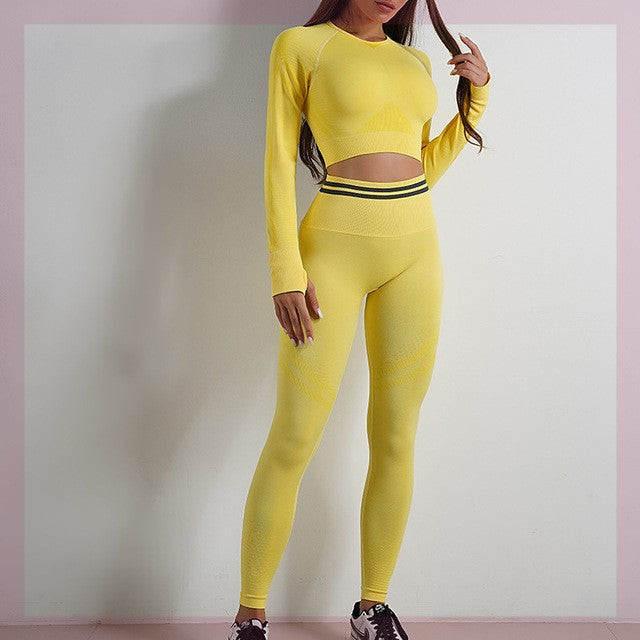 Nahtloses Sport-Set für Damen – Workout-Outfit mit Booty-Yoga-Hose