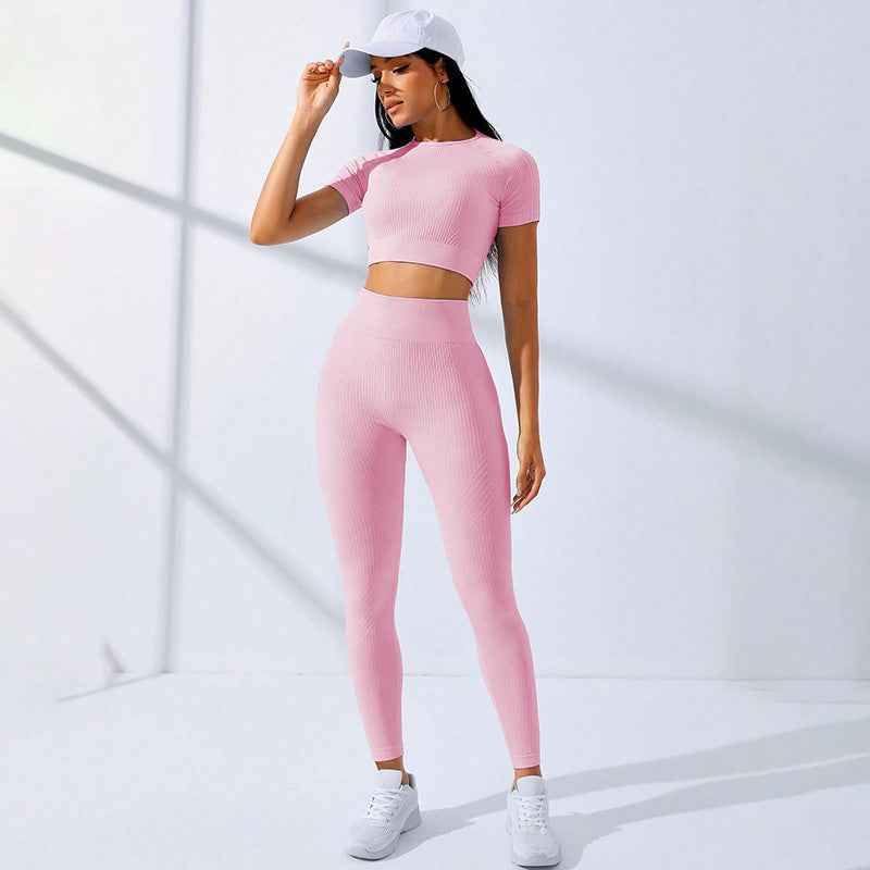 Damen-Yoga-Set mit hoher Taille – 2-teiliges Sport-Outfit mit Sport-BH und Leggings