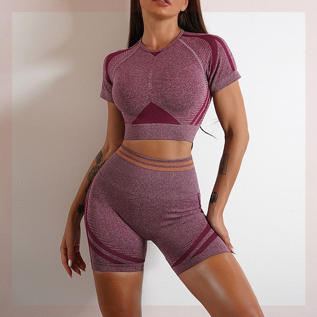 Nahtloses Sport-Set für Damen – Workout-Outfit mit Booty-Yoga-Hose