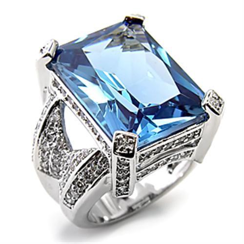 7X315 - Rhodium 925 Sterling Silver Ring with AAA Grade CZ Spinel in Turquoise Tiger