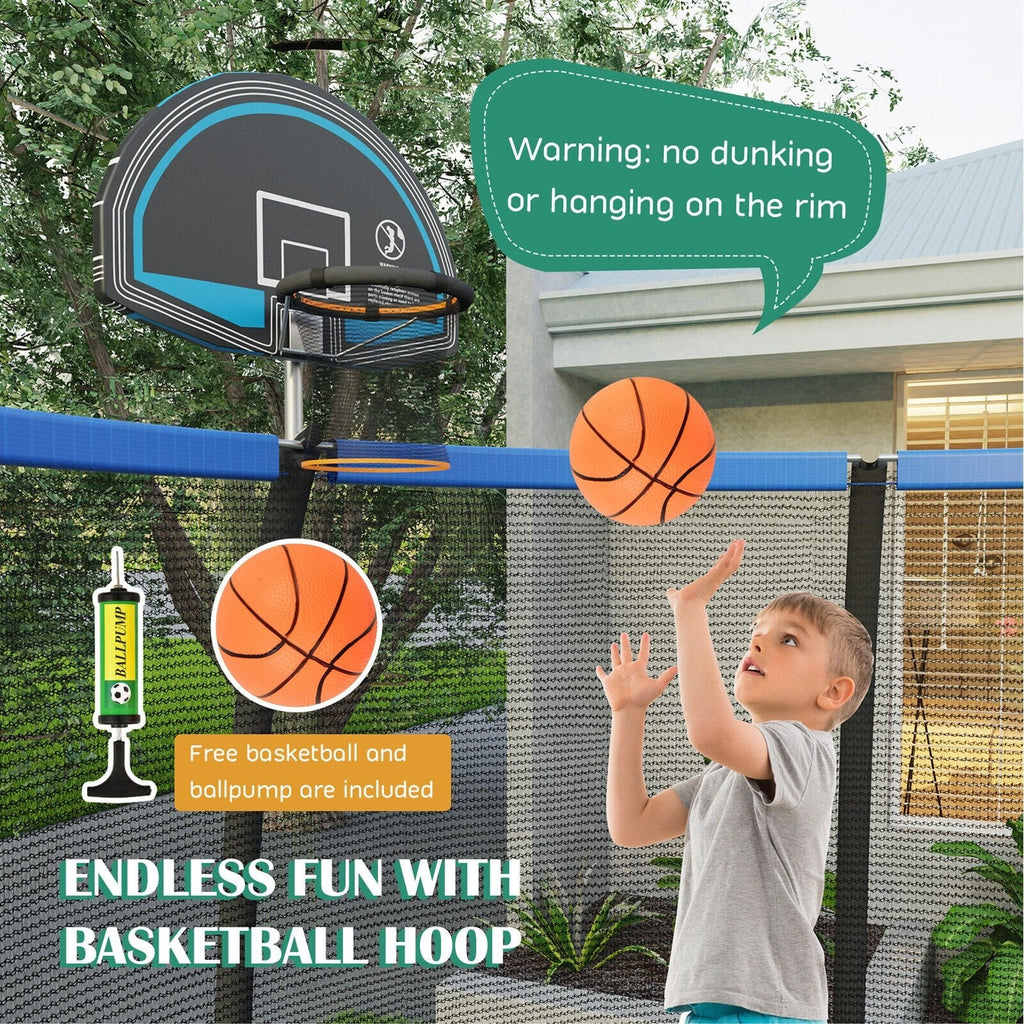 Trampolín recreativo de 8/10 pies con aro de baloncesto-12 pies