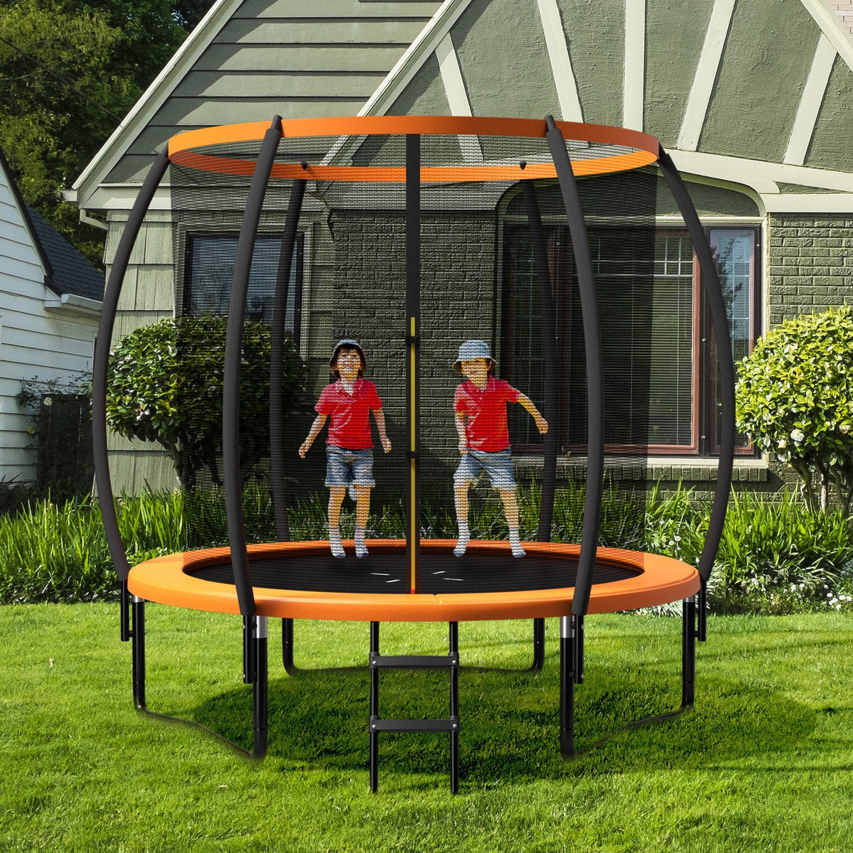 Trampolín recreativo de 8 pies aprobado por ASTM con escalera - Naranja