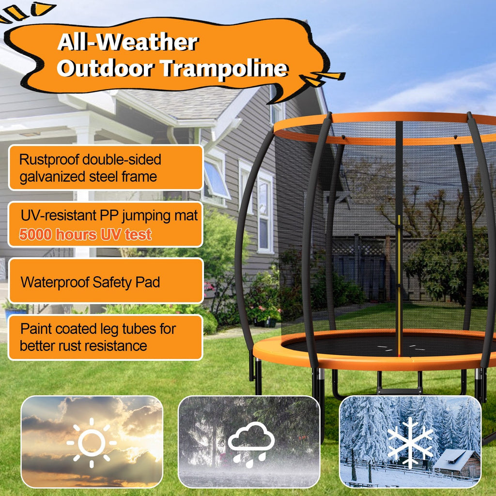 Trampolín recreativo de 8 pies aprobado por ASTM con escalera - Naranja
