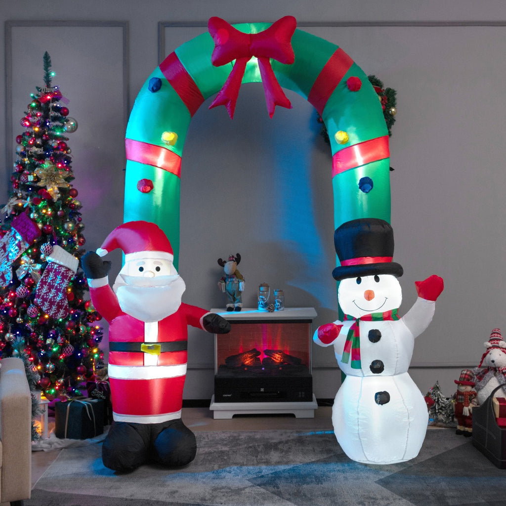 Aufblasbarer Weihnachts-Torbogen, 2,44 m, mit Nikolaus und Schneemann