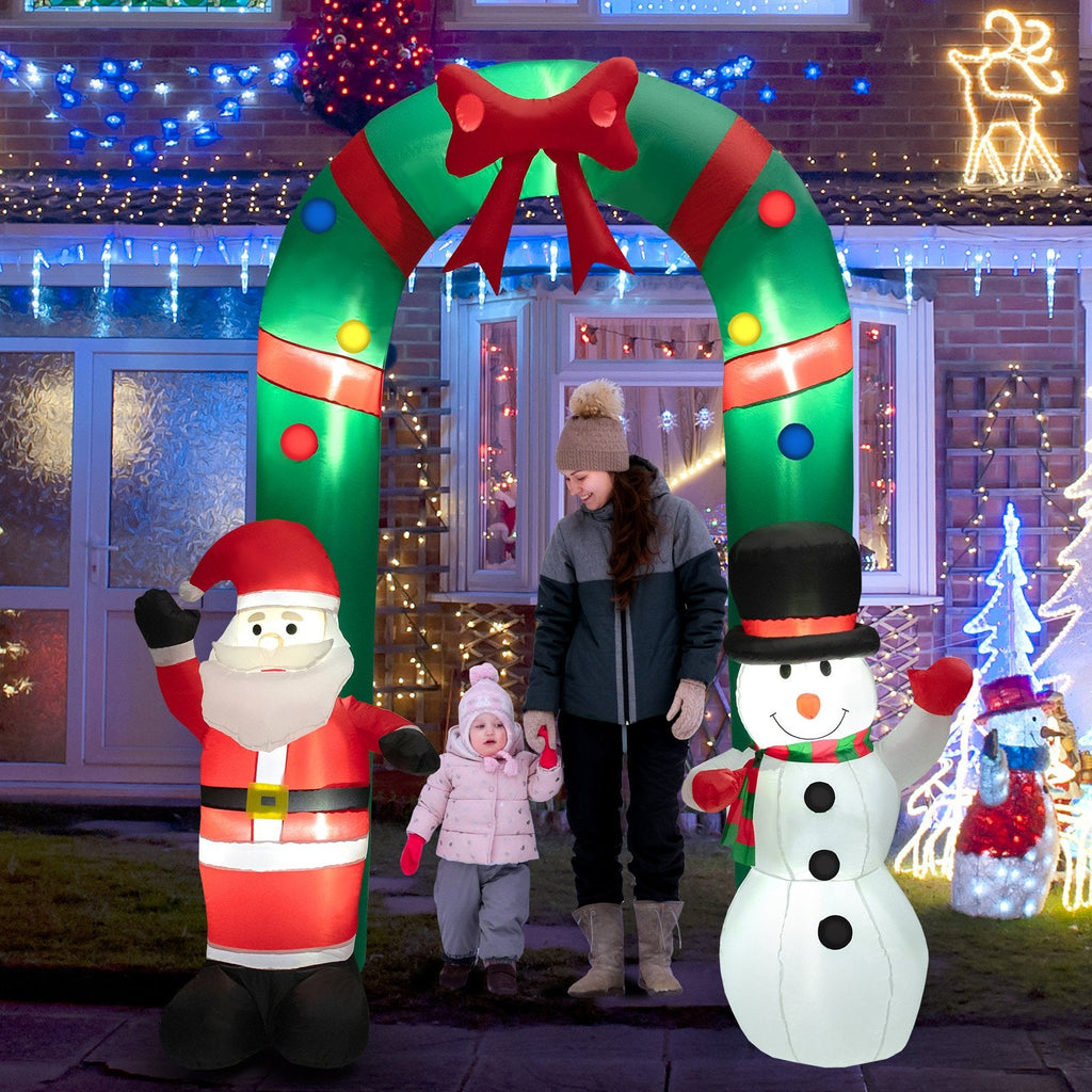 Aufblasbarer Weihnachts-Torbogen, 2,44 m, mit Nikolaus und Schneemann