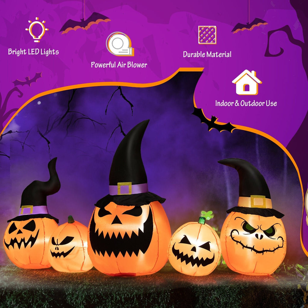8 Fuß große aufblasbare Kürbisfamilie, wasserdichte Halloween-Gartenverzierung mit LED-Beleuchtung