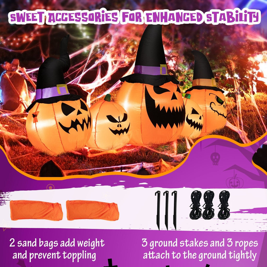 8 Fuß große aufblasbare Kürbisfamilie, wasserdichte Halloween-Gartenverzierung mit LED-Beleuchtung