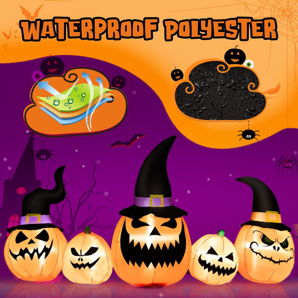 8 Fuß große aufblasbare Kürbisfamilie, wasserdichte Halloween-Gartenverzierung mit LED-Beleuchtung