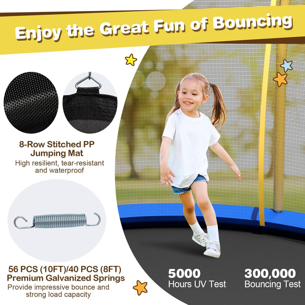 Trampoline d'extérieur rond de 2,4 m en forme de fleur avec filet de protection – Jaune