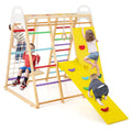 Parque infantil de madera 8 en 1 para la jungla con tobogán y pasamanos - Multicolor
