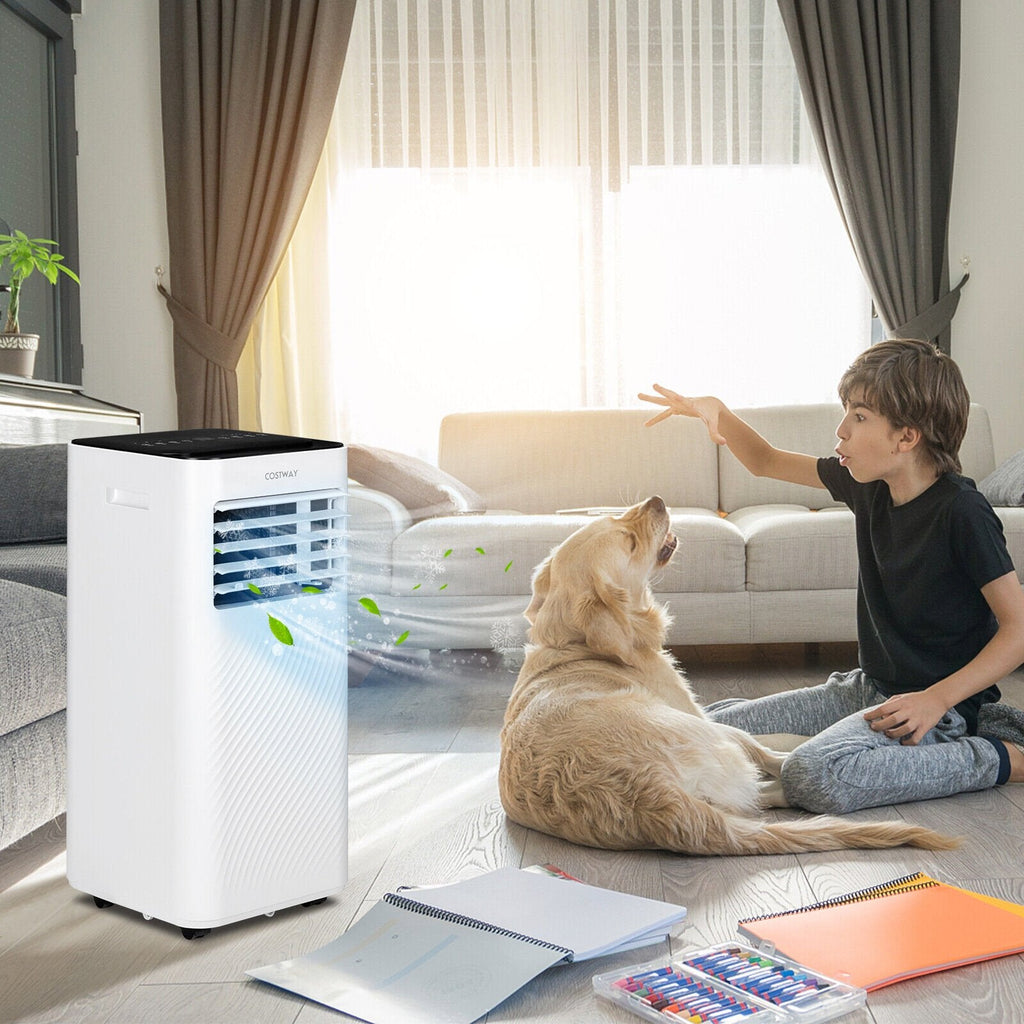 Tragbare 8000-BTU-Klimaanlage mit Fernbedienung und Schlafmodus, Schwarz, 250 sq ft