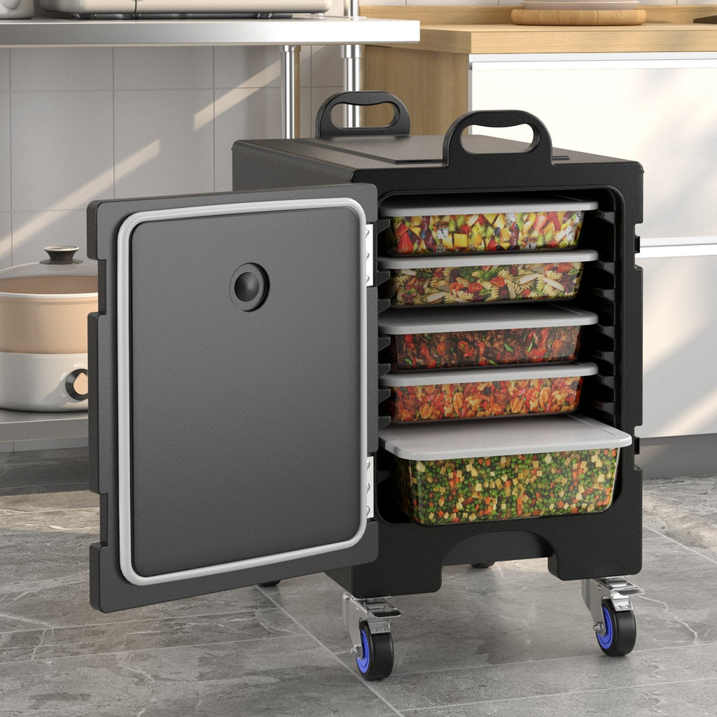 Isolierter Frontlader-Speisentransportbehälter mit 81 Quart Fassungsvermögen und Rollen