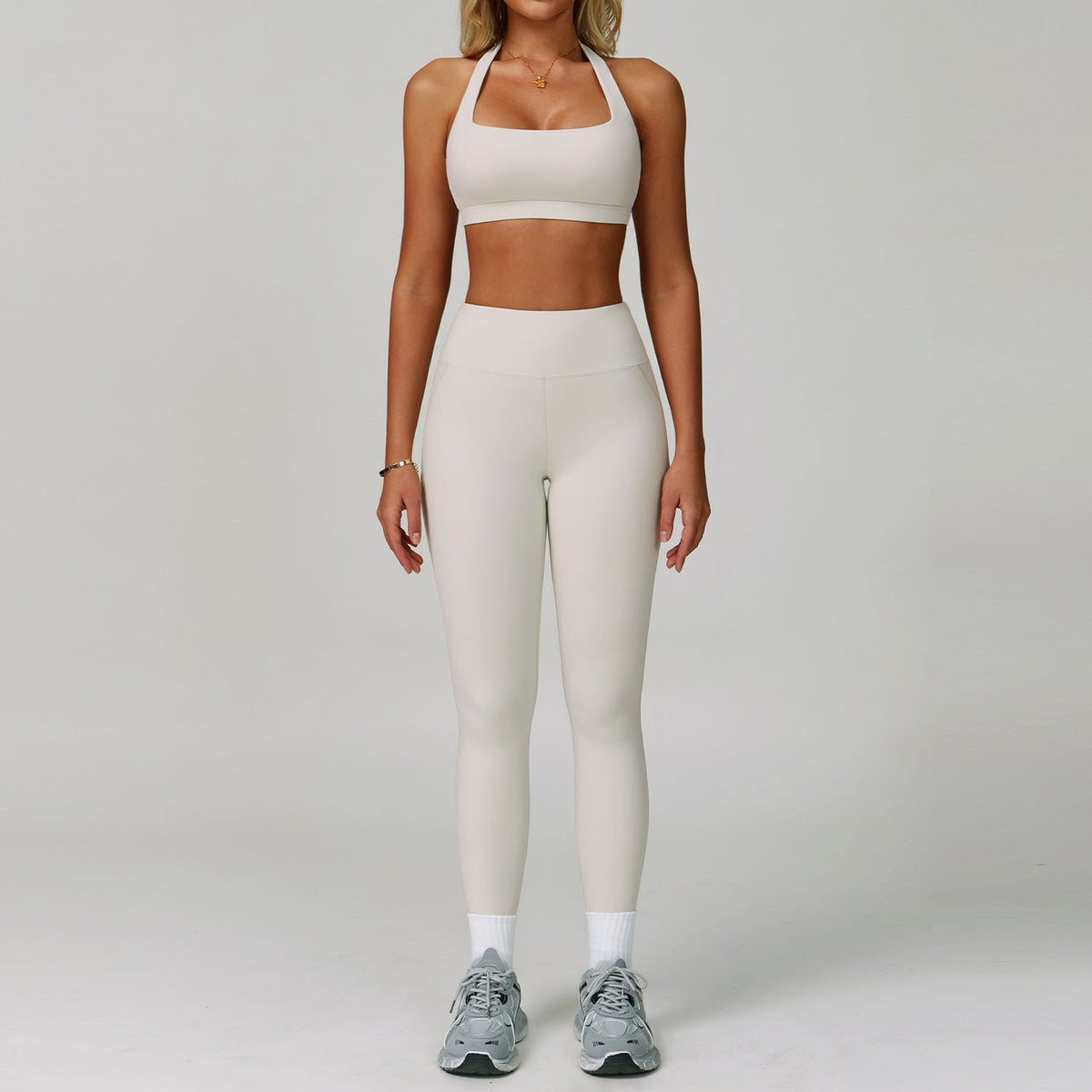 Rückenfreies Neckholder-Yoga-Set für Damen – Eng anliegende, schnelltrocknende Sportbekleidung