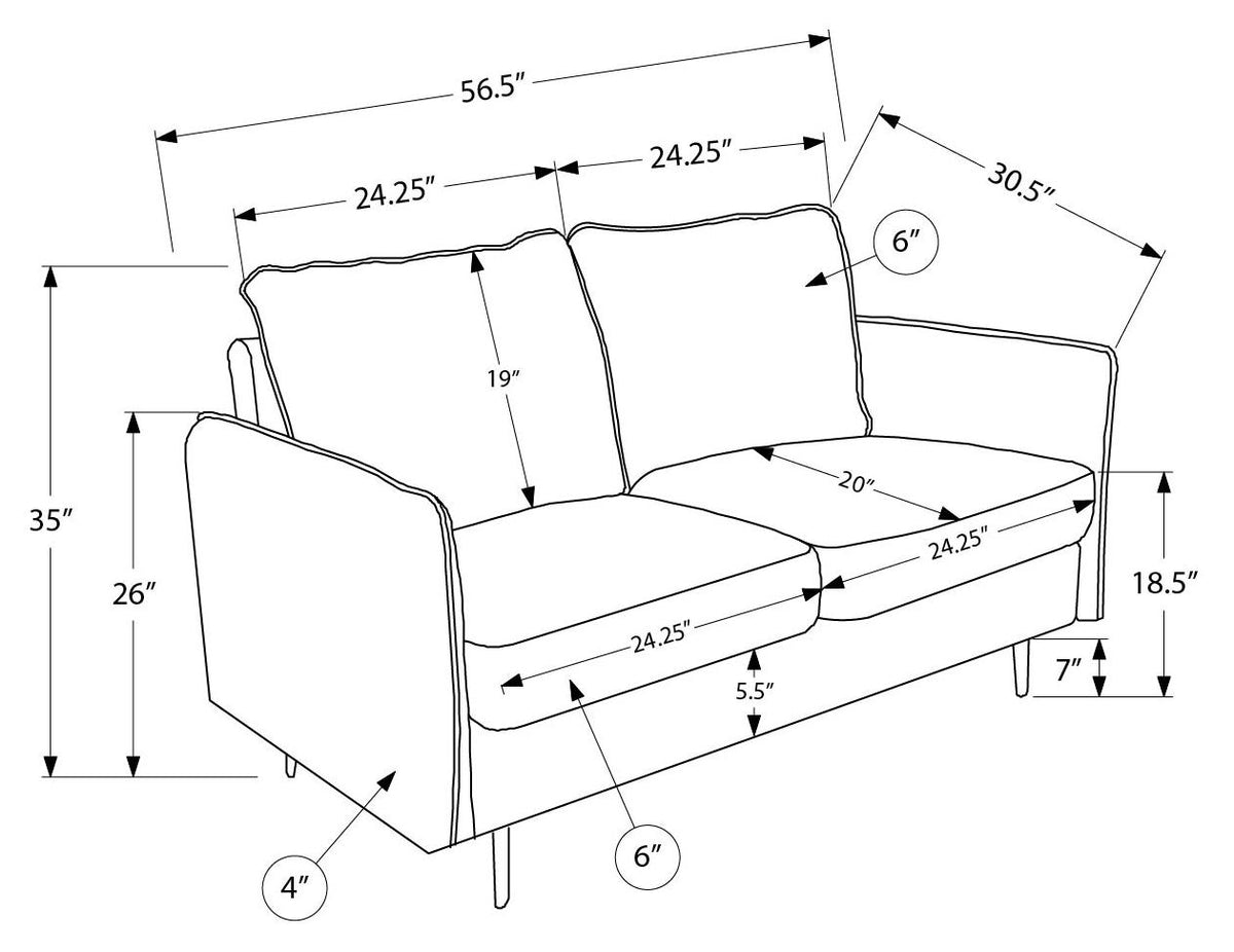 Causeuse de 57" avec deux coussins de Monarch - COACH-4 - tissu beige (8K12C04)