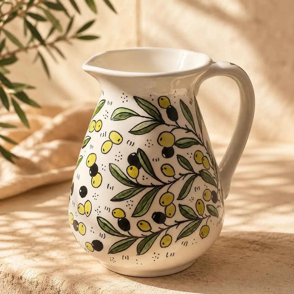 Haleeb Handmade Palestinian Ceramic Pitcher for milk – 54 fl oz (1.6 L)