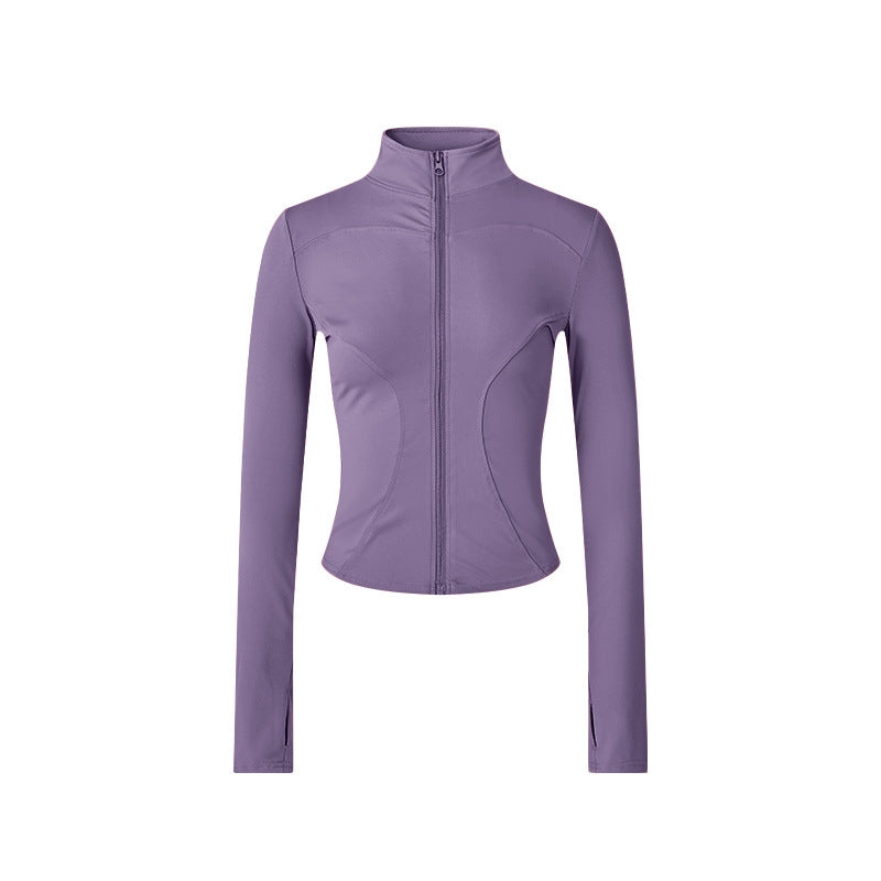 Damen-Workoutjacke mit langen Ärmeln und Reißverschluss – figurbetontes Yoga- & Fitness-Oberteil