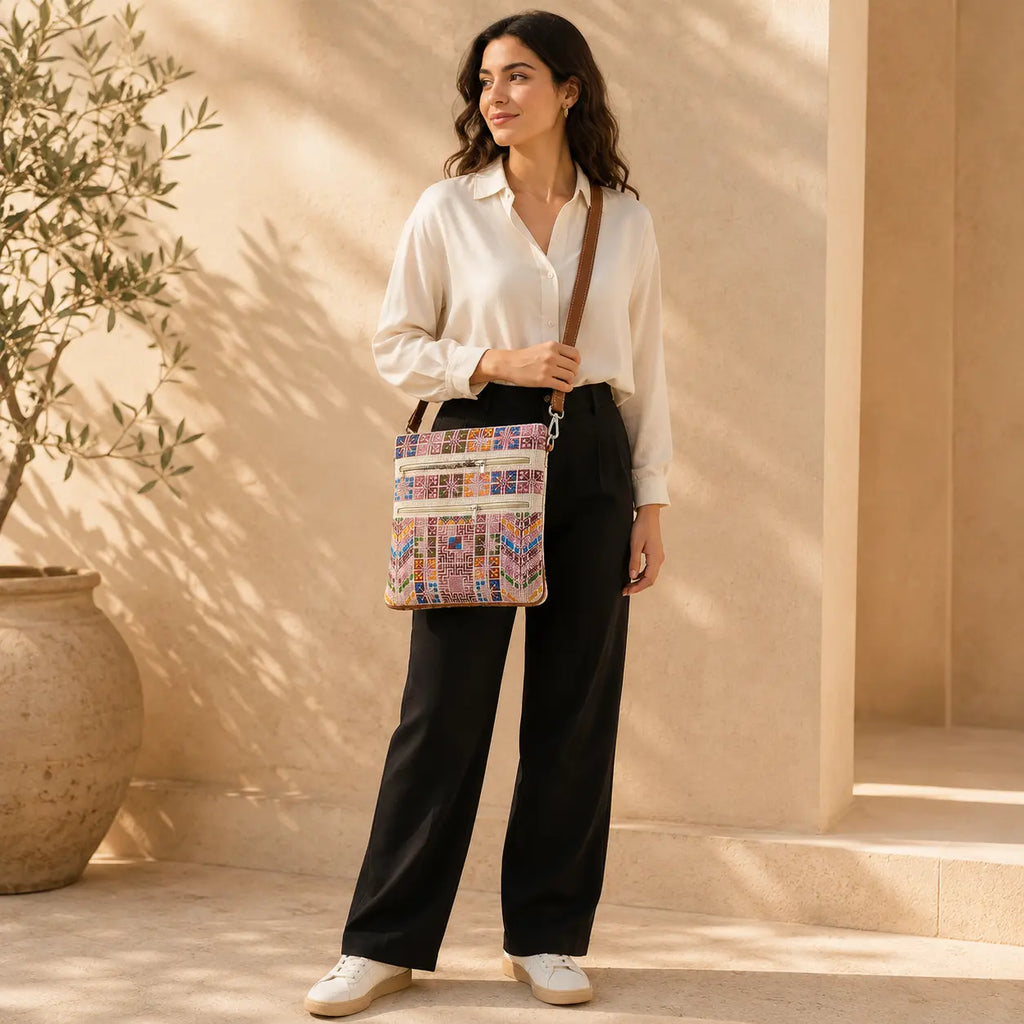 Palestinian Tatreez Shoulder Bag – Embroidered Women's Handbag