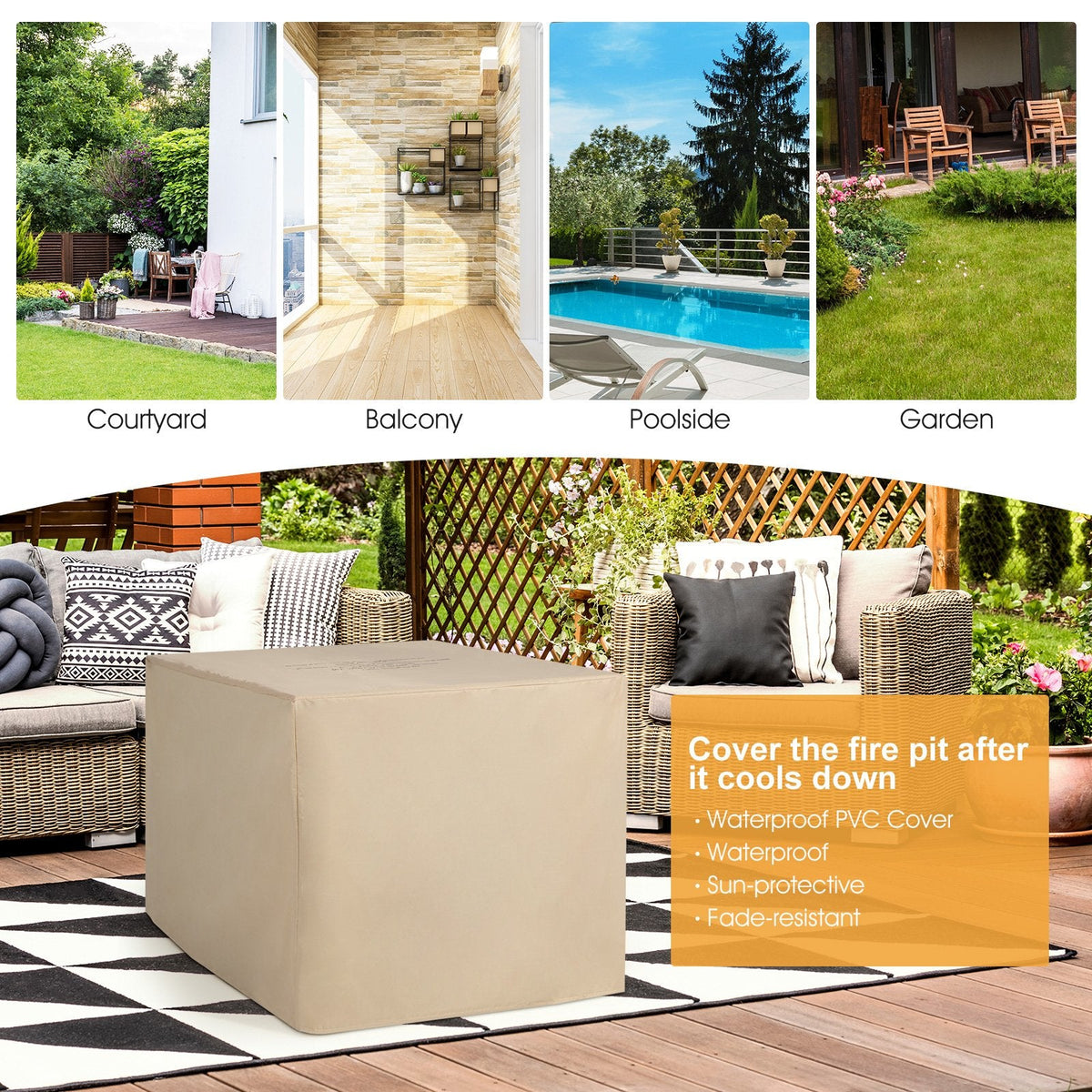 Canapé de jardin modulable en rotin 9 pièces avec table à gaz de 35 pouces et meuble dissimulé pour la bouteille, rouge