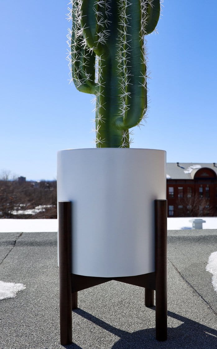 Rica - Mid-Century Modern Plant Stand With White Planter (Multiple Sizes)