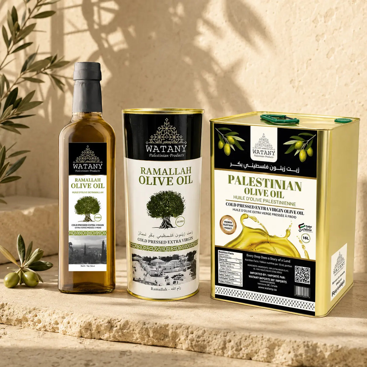 Ramallah Palestinian Extra Virgin Olive Oil – 750ml, 1L & 16L