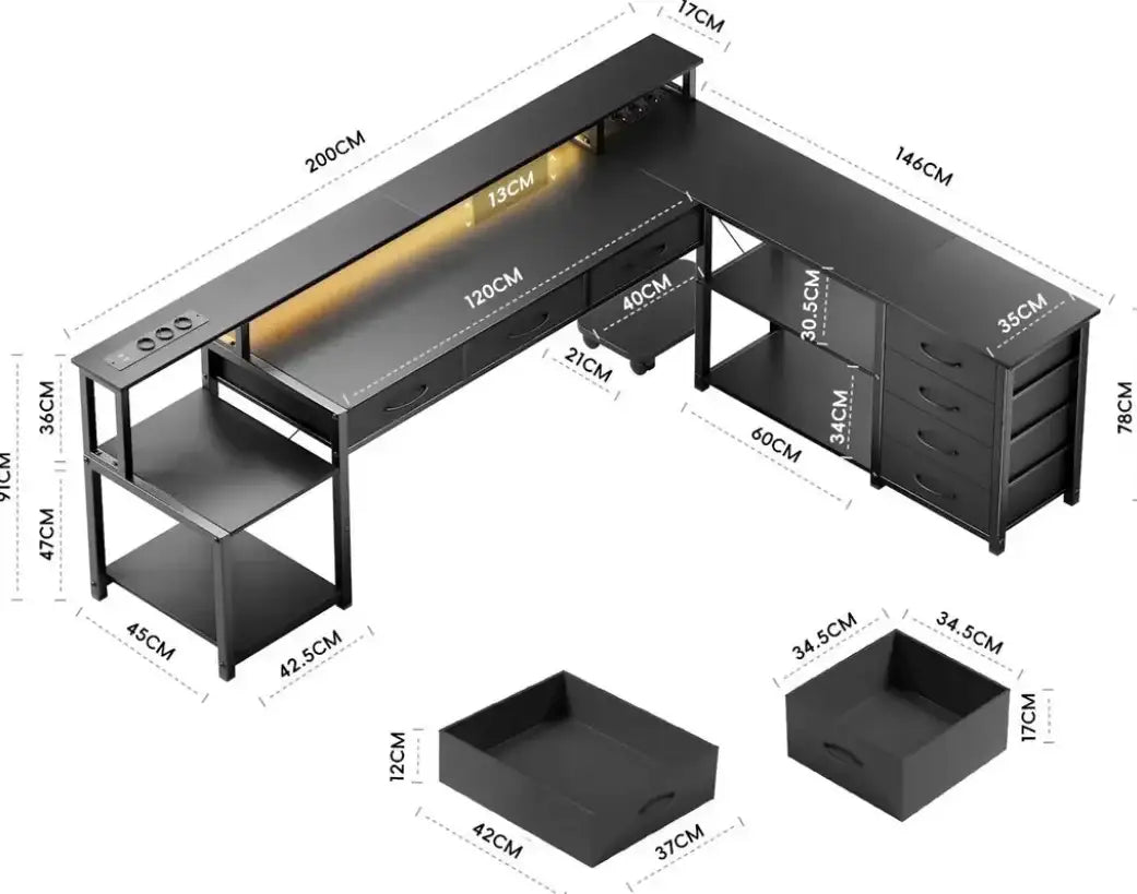 Angular Computer Desk with USB Ports
