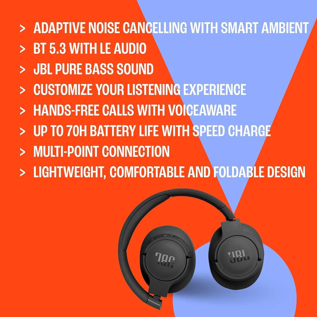 JBL Tune 770NC Wireless Headphones – Adaptive ANC, BT5.3