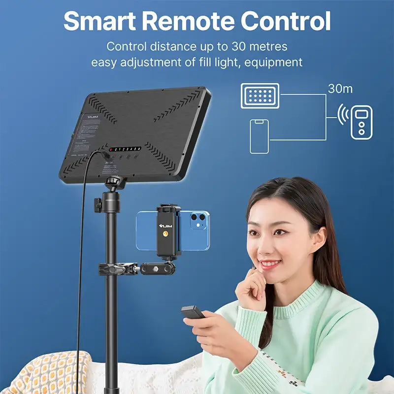 Ulanzi VIJIM K20 Pro Lampe de bureau LED Panneau lumineux Studio photo Lampe d'appoint avec Super Clamp Support extensible pour diffusion en direct