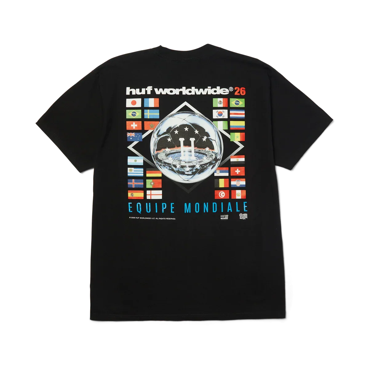 Camiseta HUF 'Equipe Mondiale' - Negra