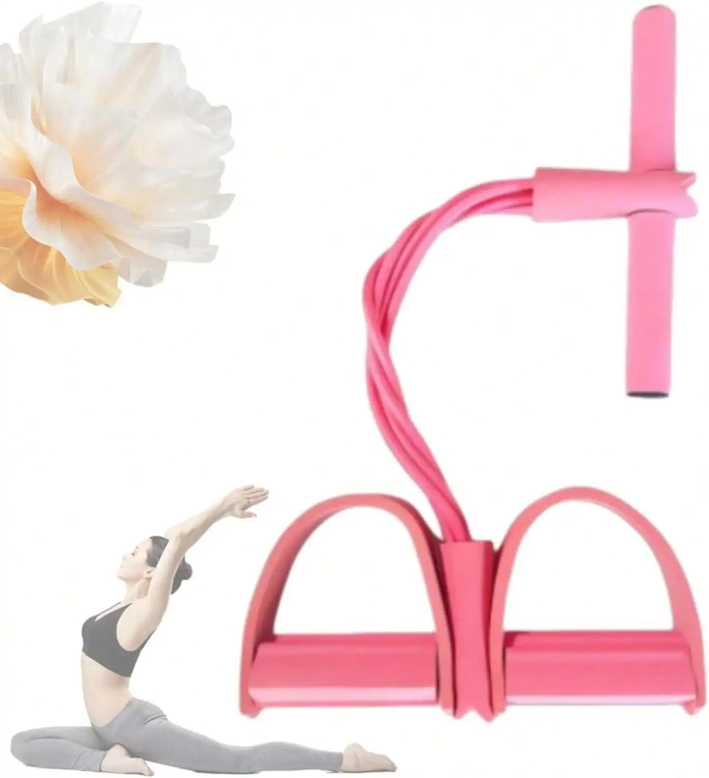 Natural Rubber Pedal Resistance Bands, 6 Tubes with Handles, Yoga Pedal Puller for Full-Body Home Workouts