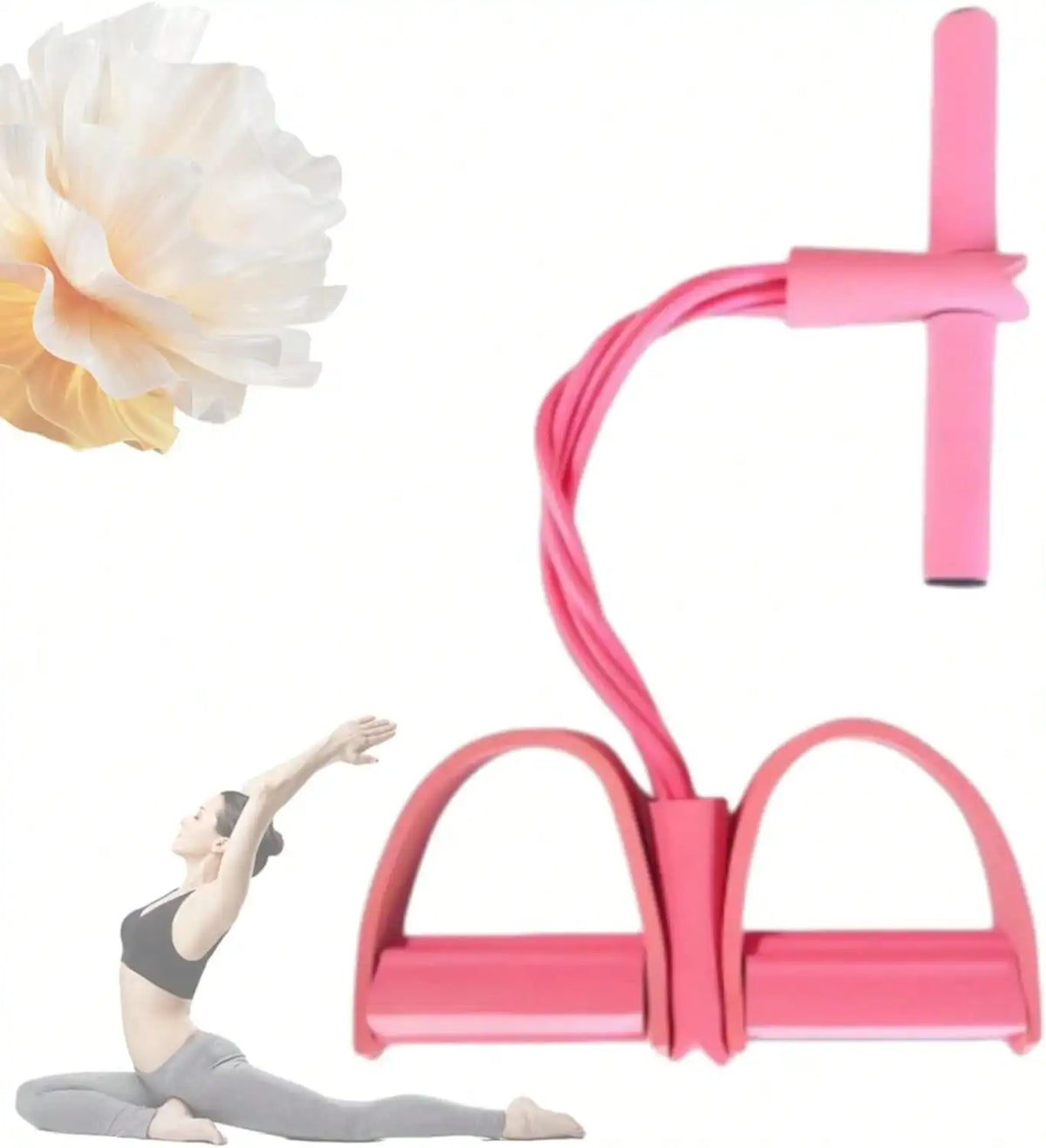 Natural Rubber Pedal Resistance Bands, 6 Tubes with Handles, Yoga Pedal Puller for Full-Body Home Workouts