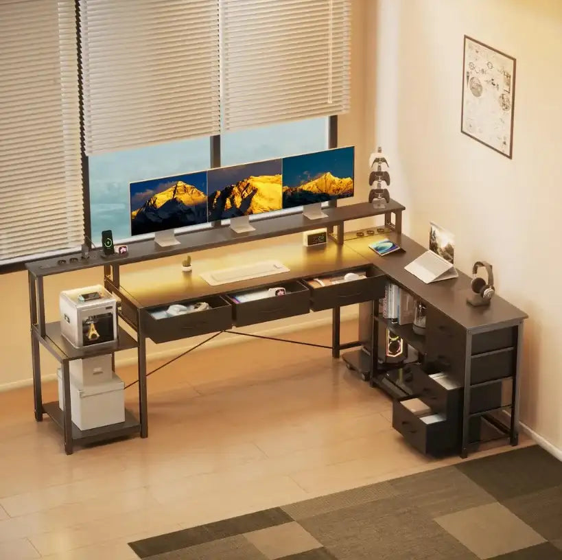 Angular Computer Desk with USB Ports