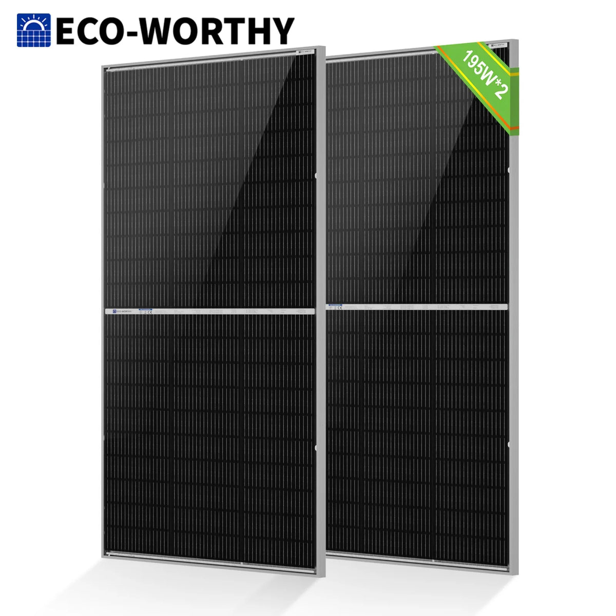 Panneau solaire bifacial ECO-WORTHY 195 W – N-Type 18BB, 2 PCS