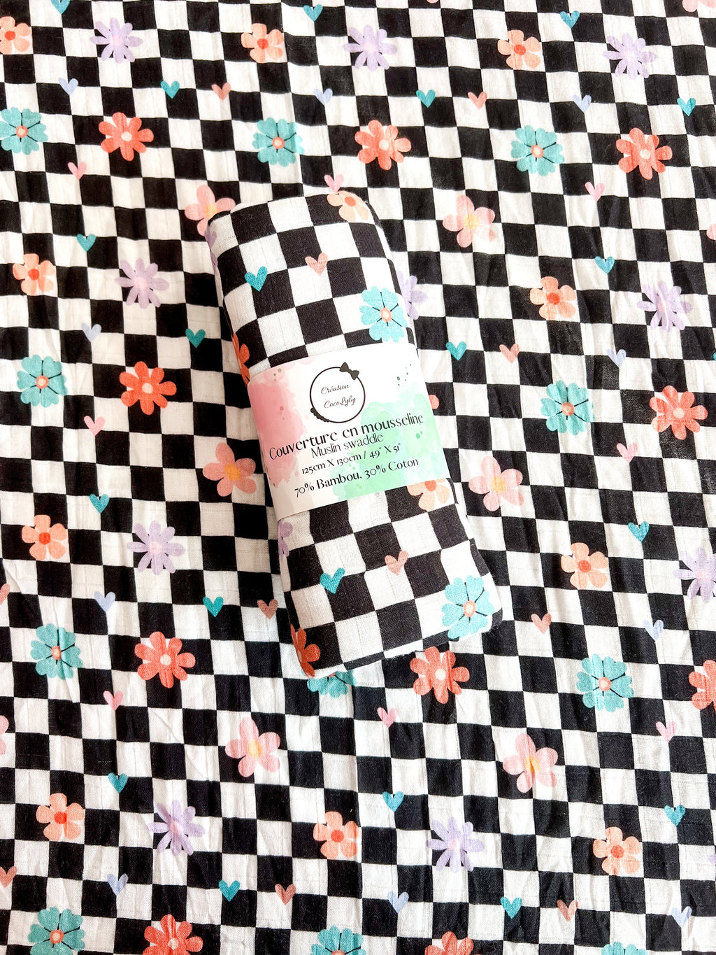 💕 Große Bambus-Musselin-Decke Punky Bloom