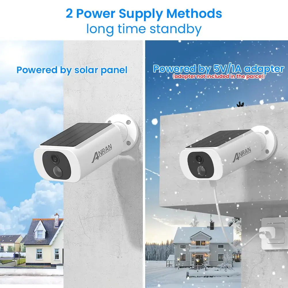 Cámara de seguridad solar ANRAN 2K de 3/5 MP, cámara inalámbrica para exteriores con Wi-Fi 2.4G, cámara con batería, foco, visión nocturna a color, no se puede añadir a NVR