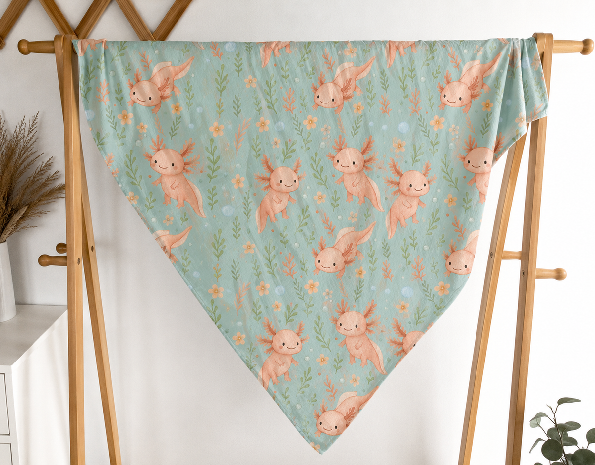 Large Axolove bamboo muslin♥️ (axolotl)