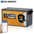 Batterie LiFePO4 ECO-WORTHY 3584Wh 12V 280Ah avec boîtier métallique, Bluetooth et coupure basse température - BMS 200A intégré - Décharge profonde pour camping-car, remorque