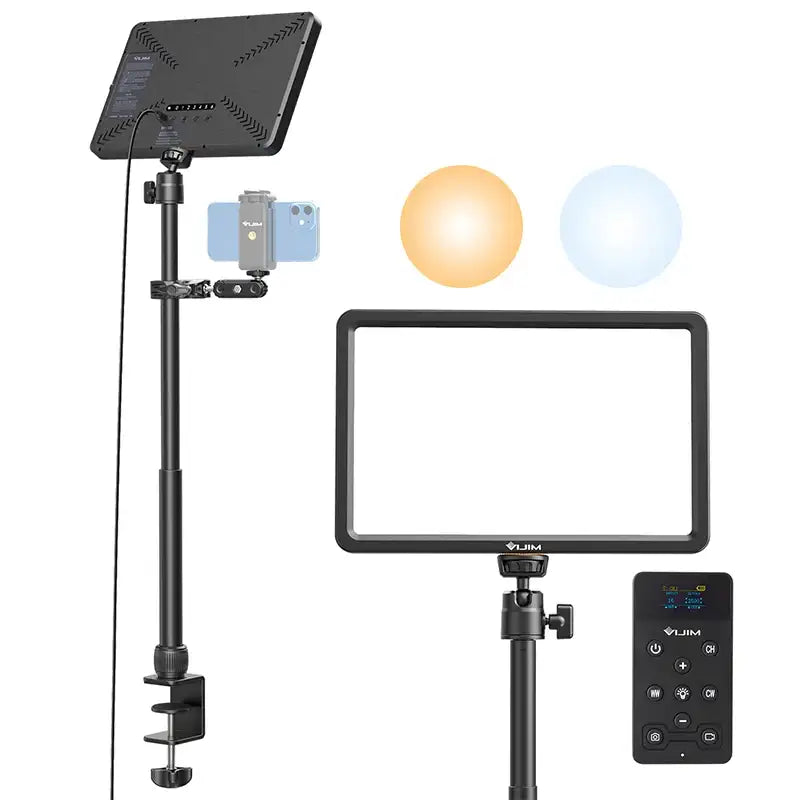 Ulanzi VIJIM K20 Pro Lampe de bureau LED Panneau lumineux Studio photo Lampe d'appoint avec Super Clamp Support extensible pour diffusion en direct