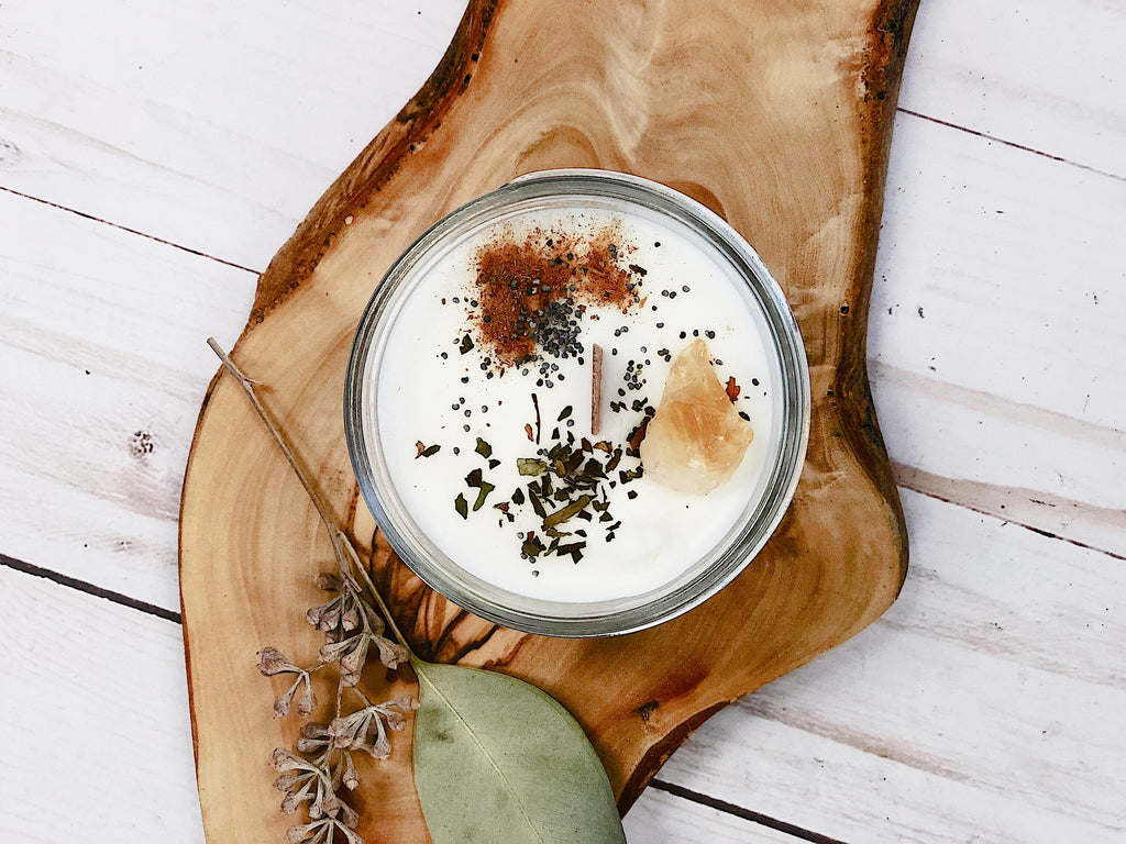 Abundance Candle / Ritual Candle / Intention Candle / Hand Poured White Smokey