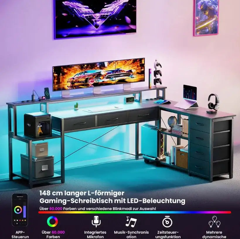 Angular Computer Desk with USB Ports